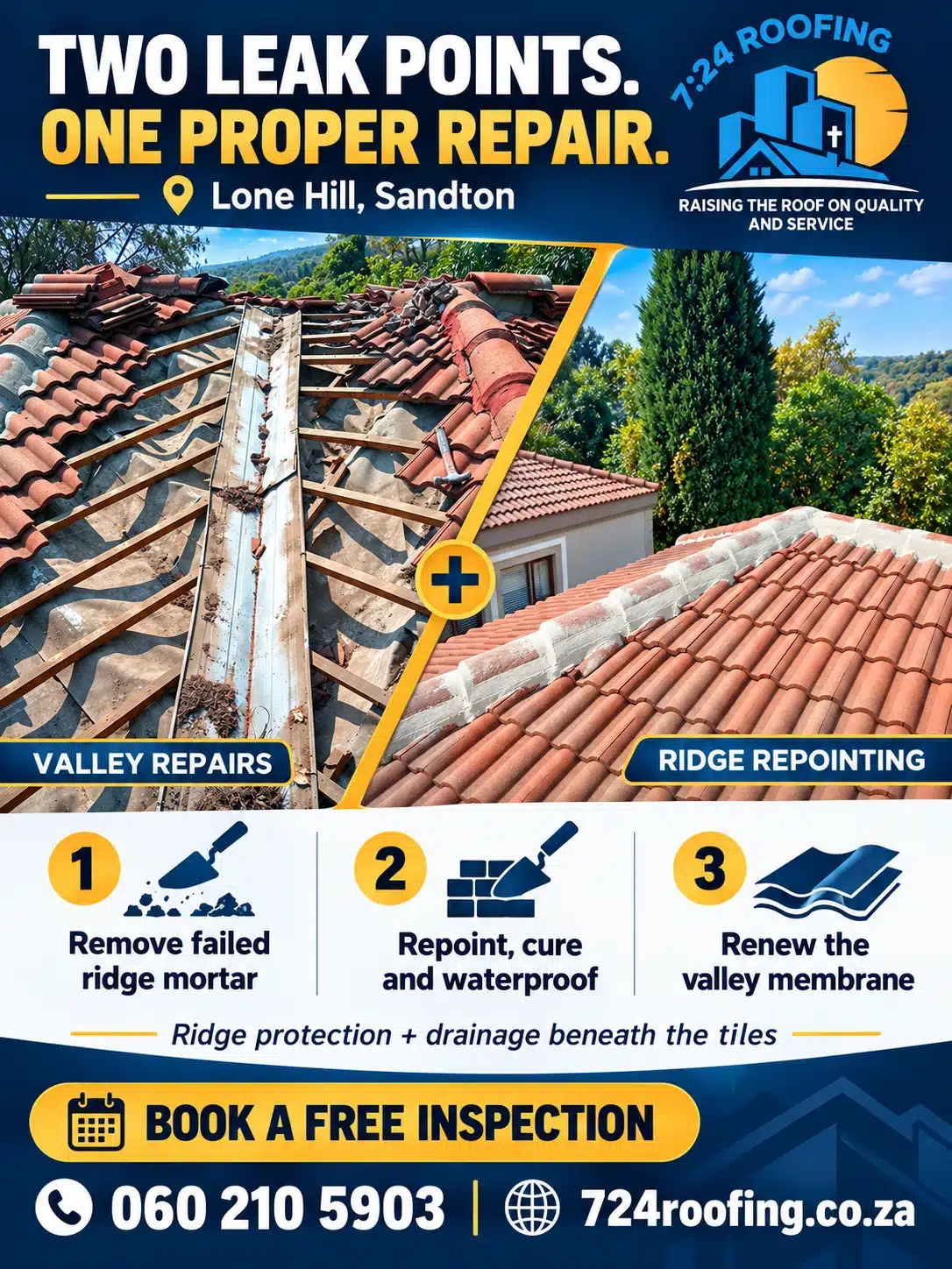 Summary of the Lone Hill ridge and valley roof repairs by 7:24 Roofing